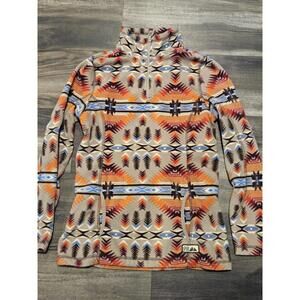 POWDER RIVER OUTFITTERS Panhandle Fleece Aztec Quarter Zip Pullover - Medium